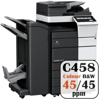 Konica Minolta Bizhub C458 Colour Copier Printer Rental Price Offers Frontpage